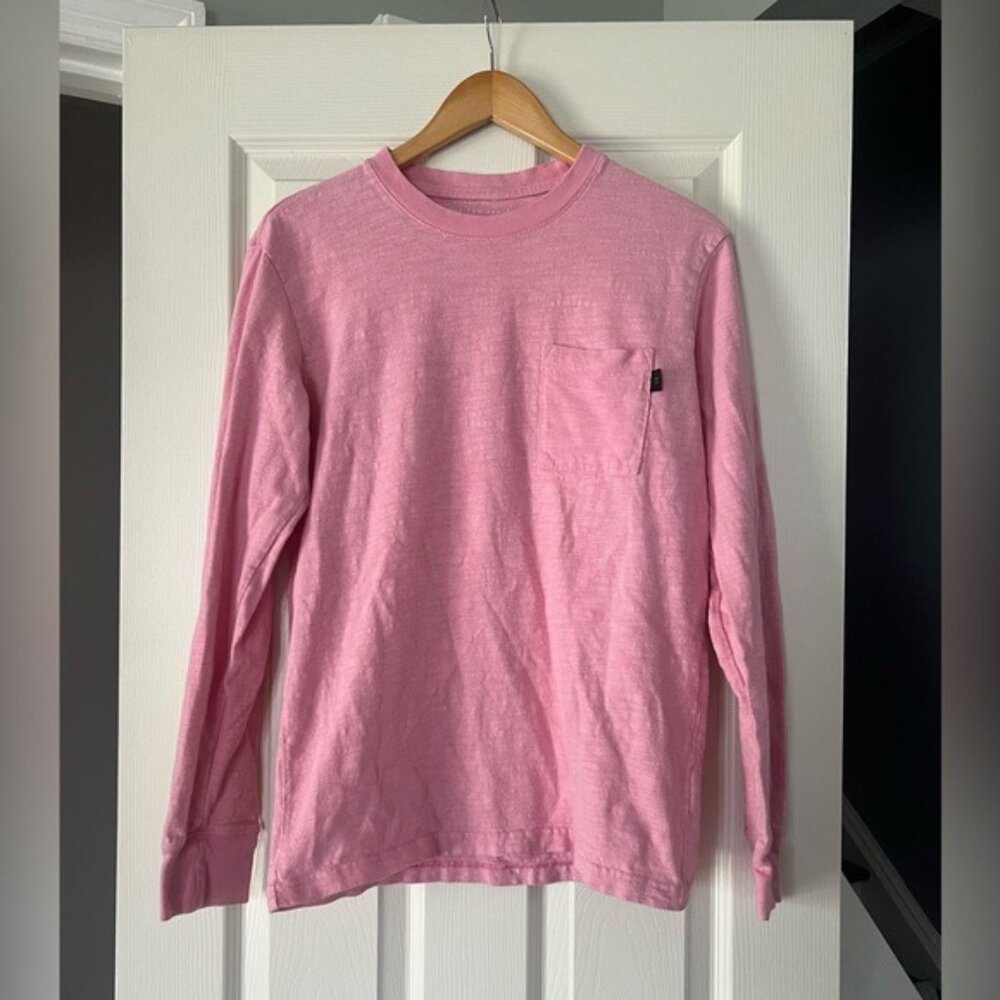 American Eagle Mens Long Sleeve Tee S Pink Pocket Shirt Lightweight Standard Fit